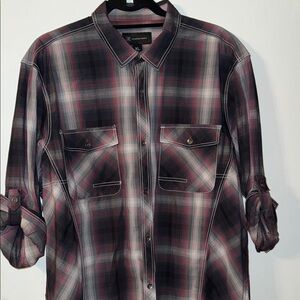 INC International Concepts Men's Plaid Shirt - Black, Red, Gray